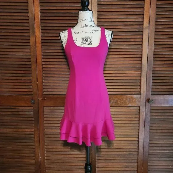 Chelsea28 Fuschia Pink Ruffle Hem Mini Dress - Picture 1 of 9